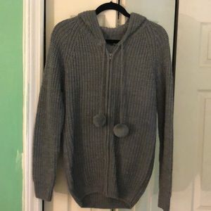 Grey LF hoodie with pom pom detail